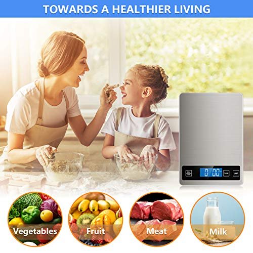 Nicewell Food Scale, 22lb Digital Kitchen Scale Weight Grams and oz for Cooking Baking, 1g/0.1oz Precise Graduation, Stainless Steel and Tempered Glass - Image 7