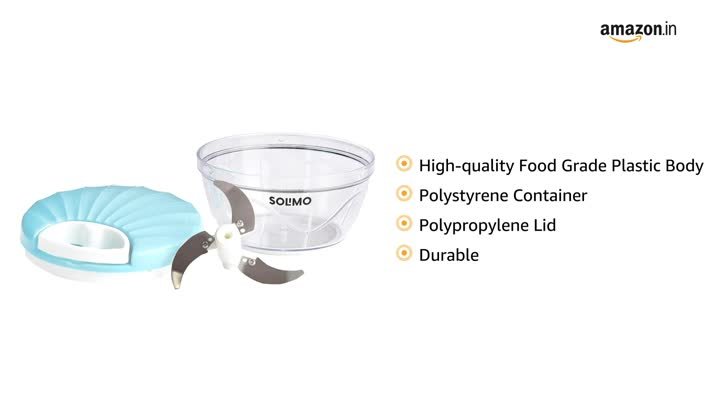 Amazon Brand - Solimo 500 ml Large Vegetable Chopper with 3 Blades, Blue - Image 3