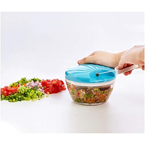 Amazon Brand - Solimo 500 ml Large Vegetable Chopper with 3 Blades, Blue - Image 5