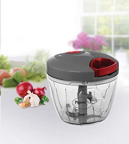 Pigeon Plastic Large Handy and Compact Chopper with 3 Blades for Effortlessly Chopping Vegetables and Fruits (14646, 650 ml, Grey) - Image 3