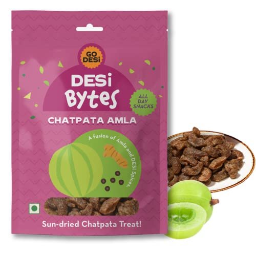 GO DESi Chaat - Chatpata Amla Pouch | Amla Candy| Dry Amla | Gooseberry| (Pack of 10) ,350 gm