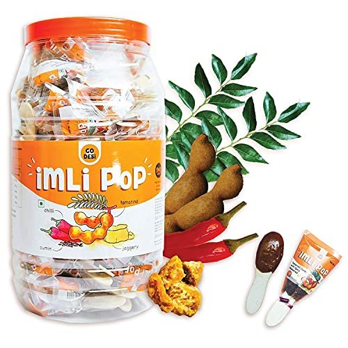 GO DESi Imli Pop Tamarind & Jaggery Candy | 100 Pieces | Tamarind & Jaggery Candy | Imli Candy | Lollipop | Digestive Candy