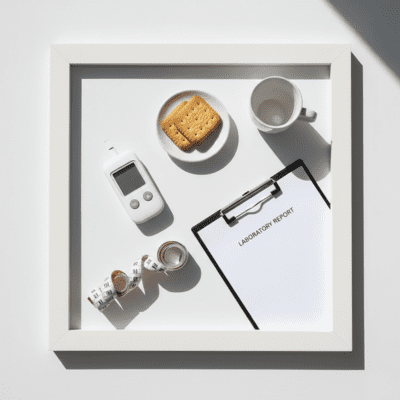 evening snacking and blood sugar spikes shown with glucometer and snack plate