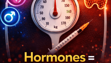 hormones and weight gain concept with metabolism and hormonal imbalance