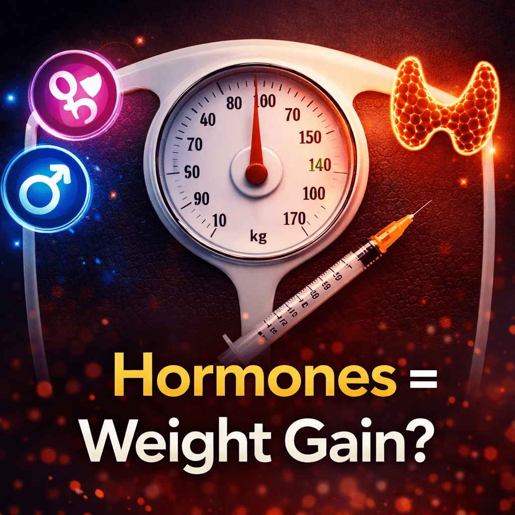 hormones and weight gain concept with metabolism and hormonal imbalance
