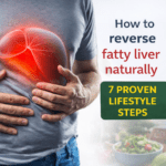 How to reverse fatty liver naturally concept with healthy foods and liver health monitoring tools