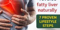 How to reverse fatty liver naturally concept with healthy foods and liver health monitoring tools