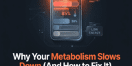 Metabolism slows down leading to reduced energy burn and increased fat storage over time